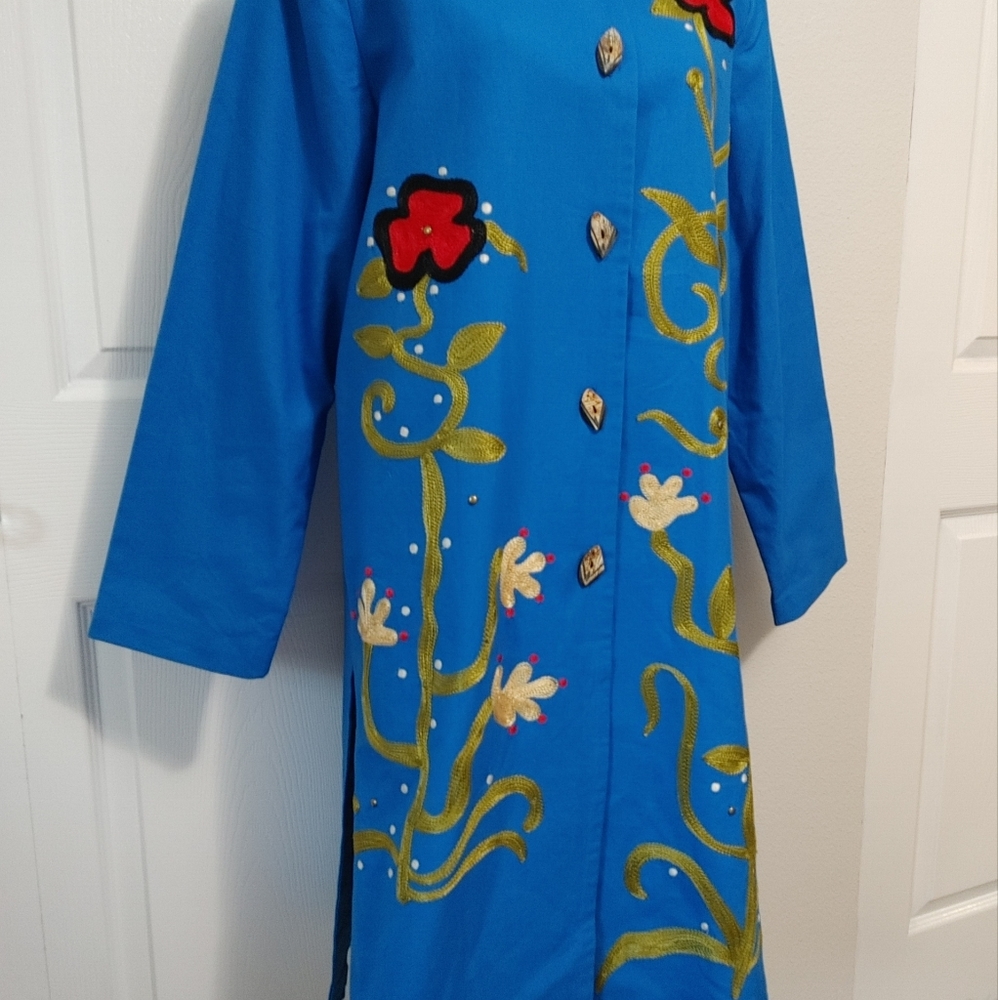 VTG Alex Kim Embroidered Tunic Duster Coat - Picture 8 of 16